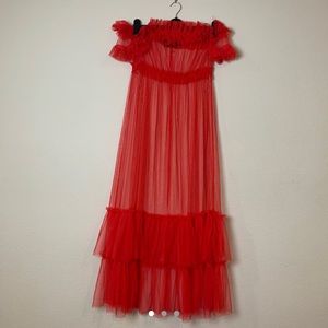 LONG RED SEE THRU MAXI DRESS